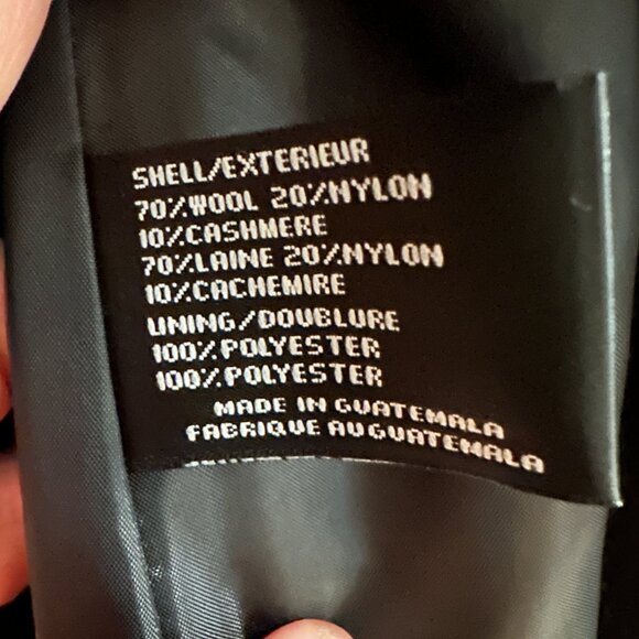 DKNY Long Double-Breasted Wool & Cashmere Blend Trench Coat – Black – Size 6 - Picture 6 of 6